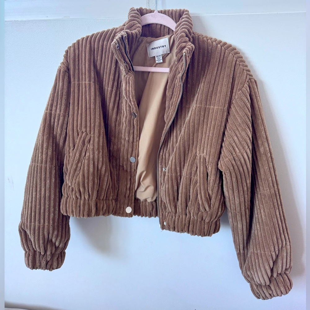 Industry Brown Cropped Puffer faux fur (XS)